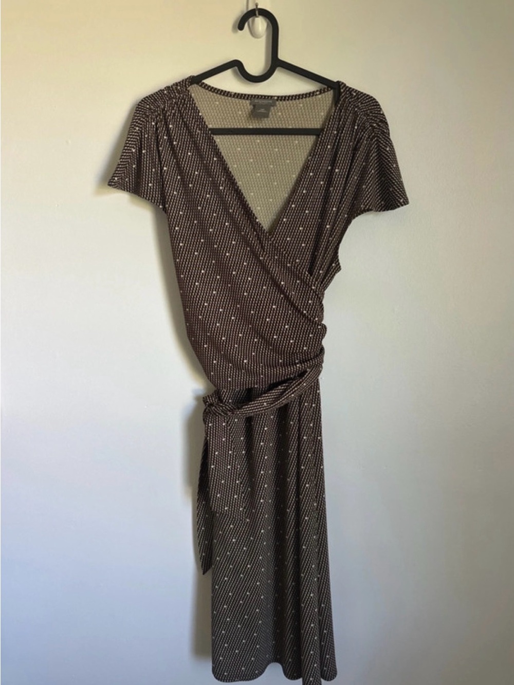 Ann Taylor Brown Polka Dot Wrap Midi Dress